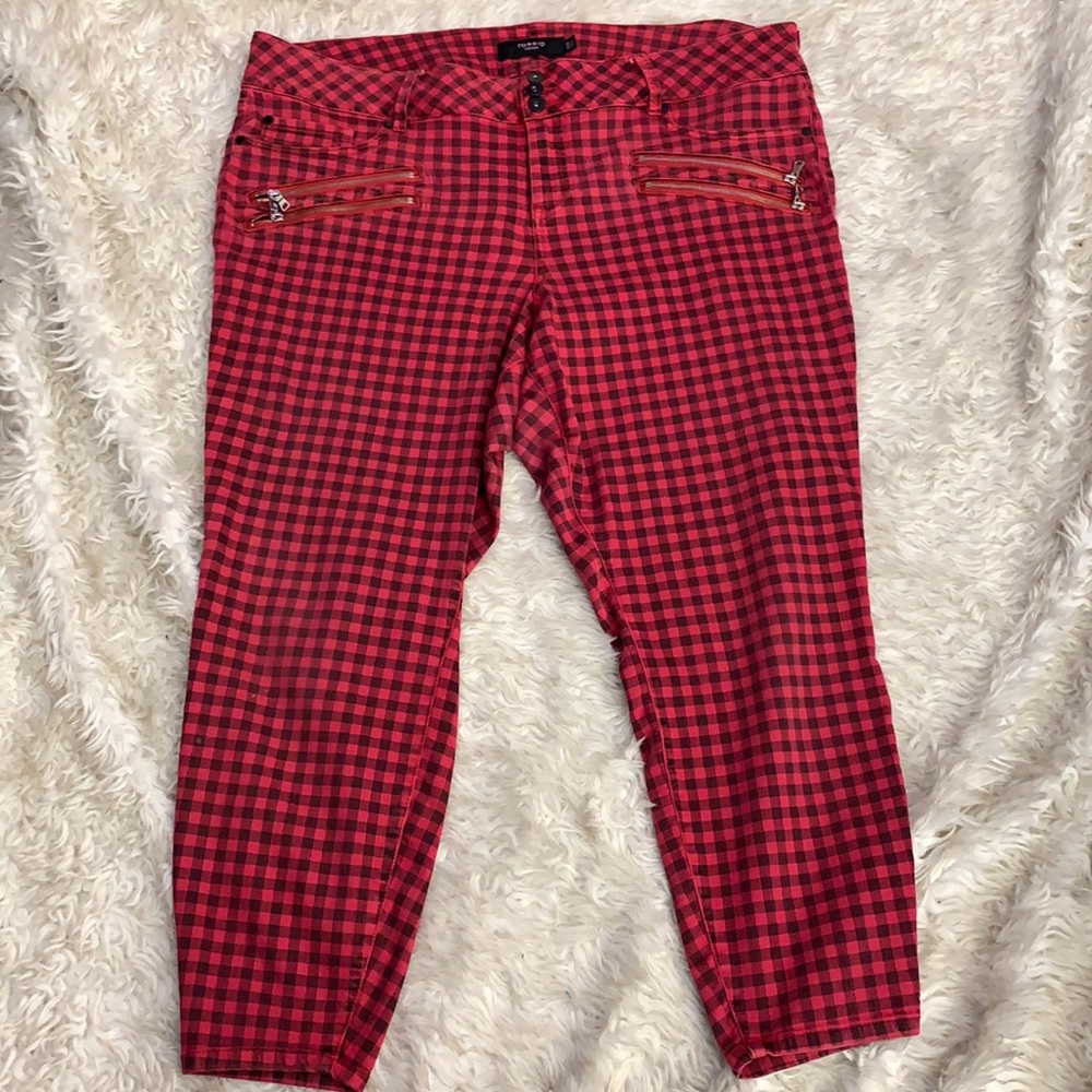 RARE Torrid Denim Punk Rock Hot Pink zippers 26R